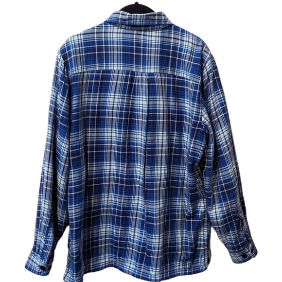 LL Bean Women's Fleece Lined Blue & White Plaid Button up Longsleeved Shirt (M) - Picture 2 of 5